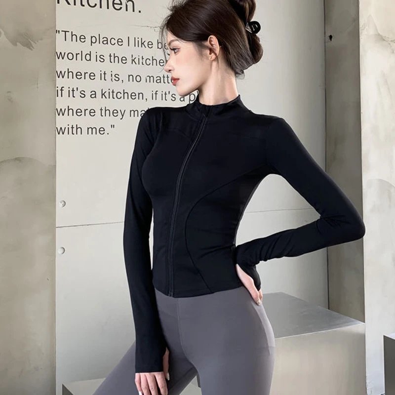 Rimocy Spring Summer Slim Fit Crop Tops Women Korean Wild Sports Fitness Long Sleeve Coat Woman Y2K Streetwear Zipper Up T Shirt Rimocy Spring Summer Slim Fit Crop Tops Women Korean Wild Sports Fitness Long Sleeve Coat Woman Y2K Streetwear Zipper Up T Shirt