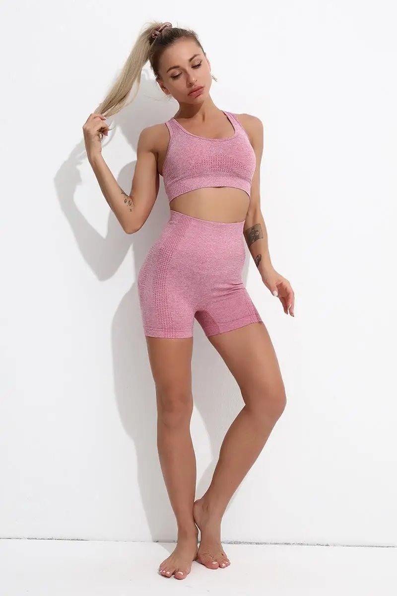 Seamless Yoga Set Women Sports Bra High Waist Push Up Leggings Long Sleeve Crop Top Gym Suits Workout Sportswear Fitness Outfit