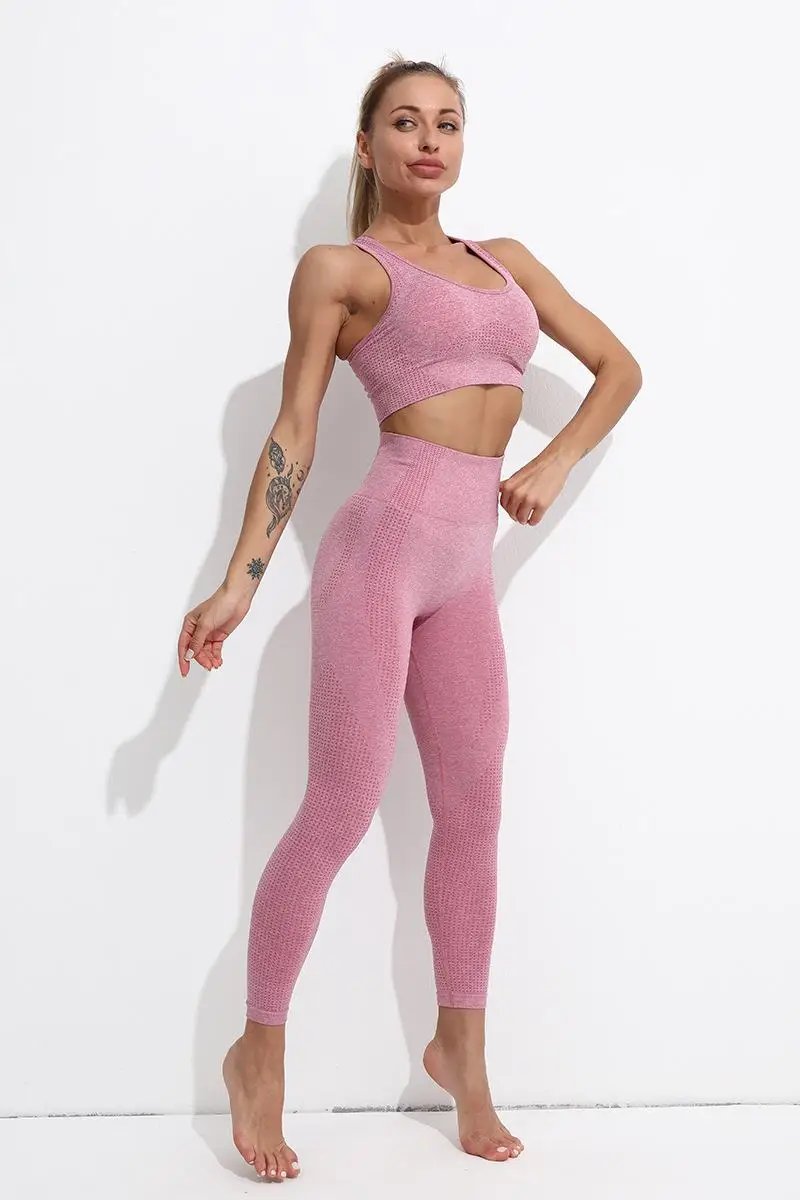 Seamless Yoga Set Women Sports Bra High Waist Push Up Leggings Long Sleeve Crop Top Gym Suits Workout Sportswear Fitness Outfit