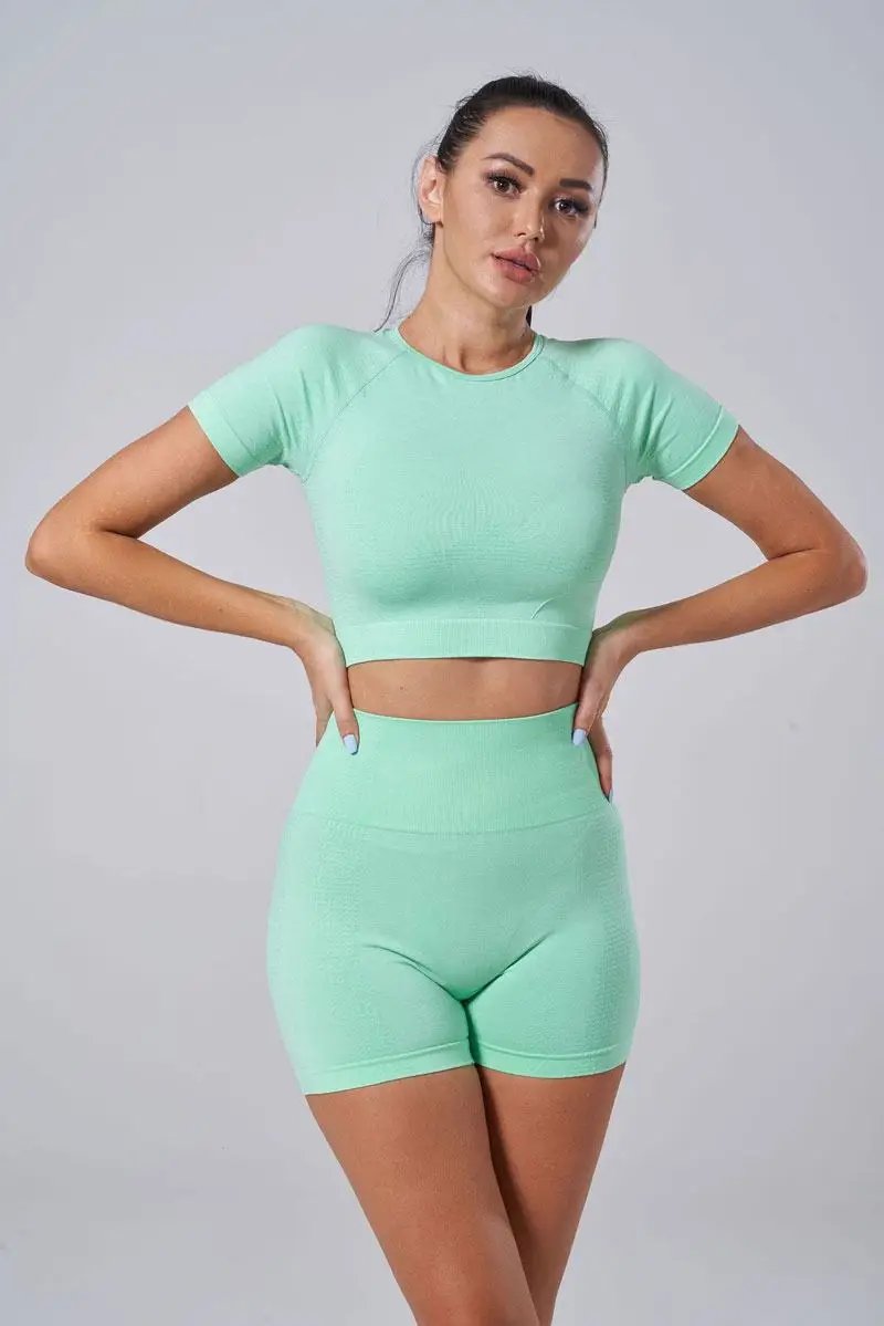 Seamless Yoga Set Women Sports Bra High Waist Push Up Leggings Long Sleeve Crop Top Gym Suits Workout Sportswear Fitness Outfit