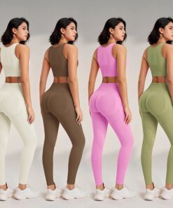 Yoga Clothing Set Women's High Waisted Leggings and Top Two Piece Seamless Fitness Exercise Clothing Fitness Workout Underwear