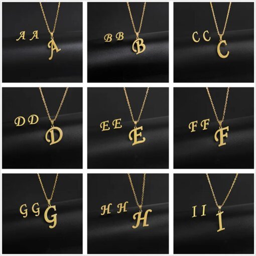 A-Z 26 charm Initial Necklace And Stud Earrings Jewelry Sets Alphabet Pendant Chain Letter mom Gifts Drop Shipping