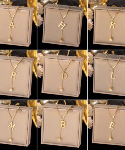 Stainless Steel Initial Letter Necklace For Women Gold Color 26 Alphabet Pendant Choker Clavicle Chain Necklace Jewelry Gift