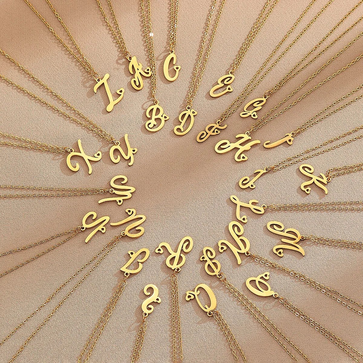 Kinitial Stainless Steel A-Z Love Heart Pendant English Initials Necklace 26 Letters Chain Necklace Wedding Best Gift Kinitial Stainless Steel A-Z Love Heart Pendant English Initials Necklace 26 Letters Chain Necklace Wedding Best Gift