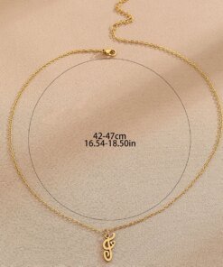 Alternative view of Kinitial Stainless Steel A-Z Love Heart Pendant English Initials Necklace 26 Letters Chain Necklace Wedding Best Gift