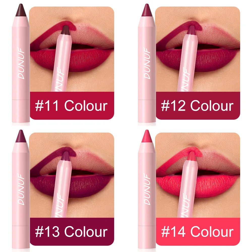 DUNUF Lipstick Pencil Waterproof Sexy Red Nude Purple Matte Tint Lipstick Lasting Lip liner Pen Longlasting Makeup Cosmetic DUNUF Lipstick Pencil Waterproof Sexy Red Nude Purple Matte Tint Lipstick Lasting Lip liner Pen Longlasting Makeup Cosmetic