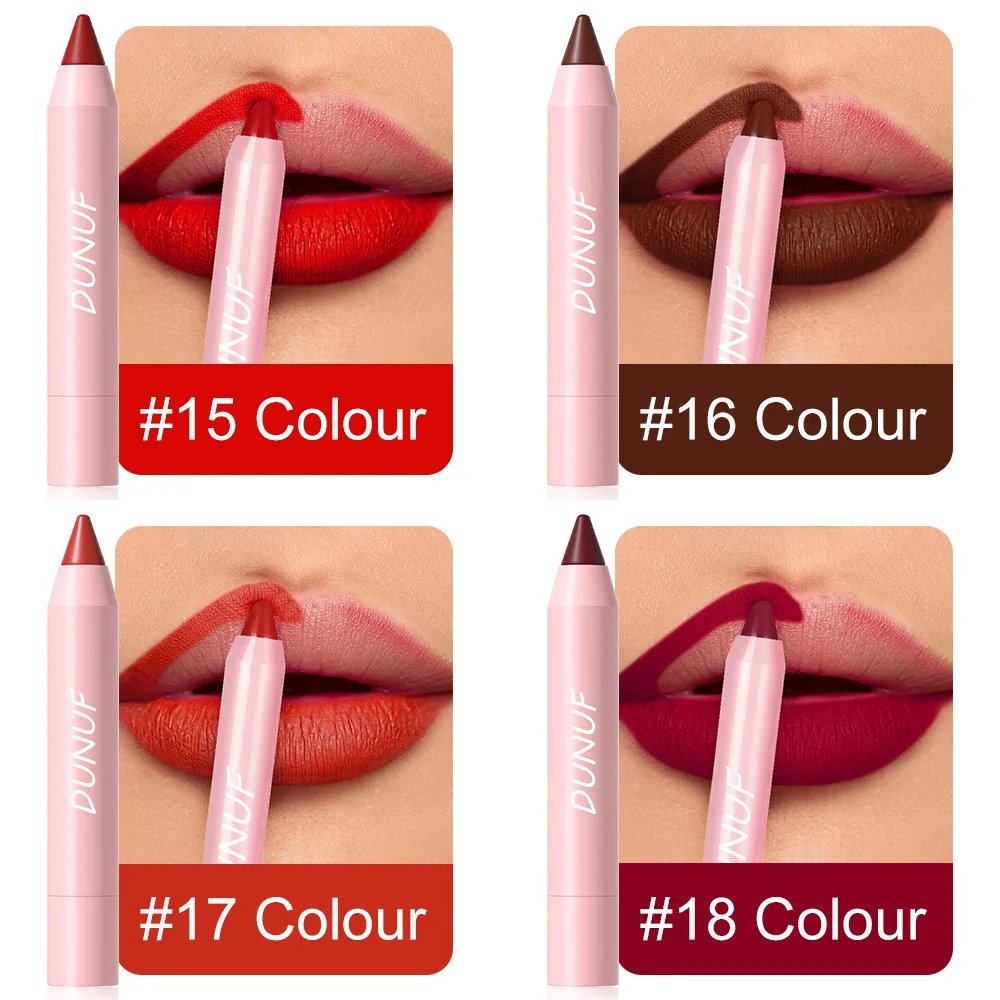 DUNUF Lipstick Pencil Waterproof Sexy Red Nude Purple Matte Tint Lipstick Lasting Lip liner Pen Longlasting Makeup Cosmetic DUNUF Lipstick Pencil Waterproof Sexy Red Nude Purple Matte Tint Lipstick Lasting Lip liner Pen Longlasting Makeup Cosmetic