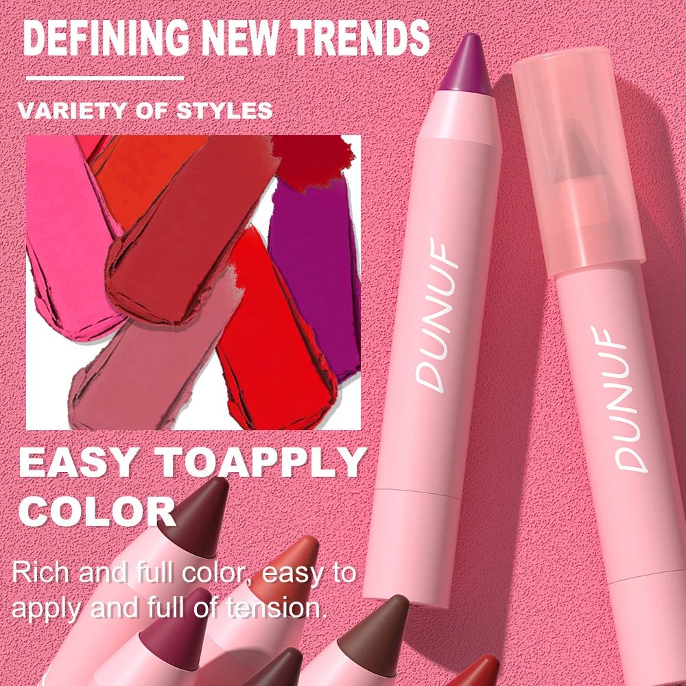 DUNUF Lipstick Pencil Waterproof Sexy Red Nude Purple Matte Tint Lipstick Lasting Lip liner Pen Longlasting Makeup Cosmetic DUNUF Lipstick Pencil Waterproof Sexy Red Nude Purple Matte Tint Lipstick Lasting Lip liner Pen Longlasting Makeup Cosmetic