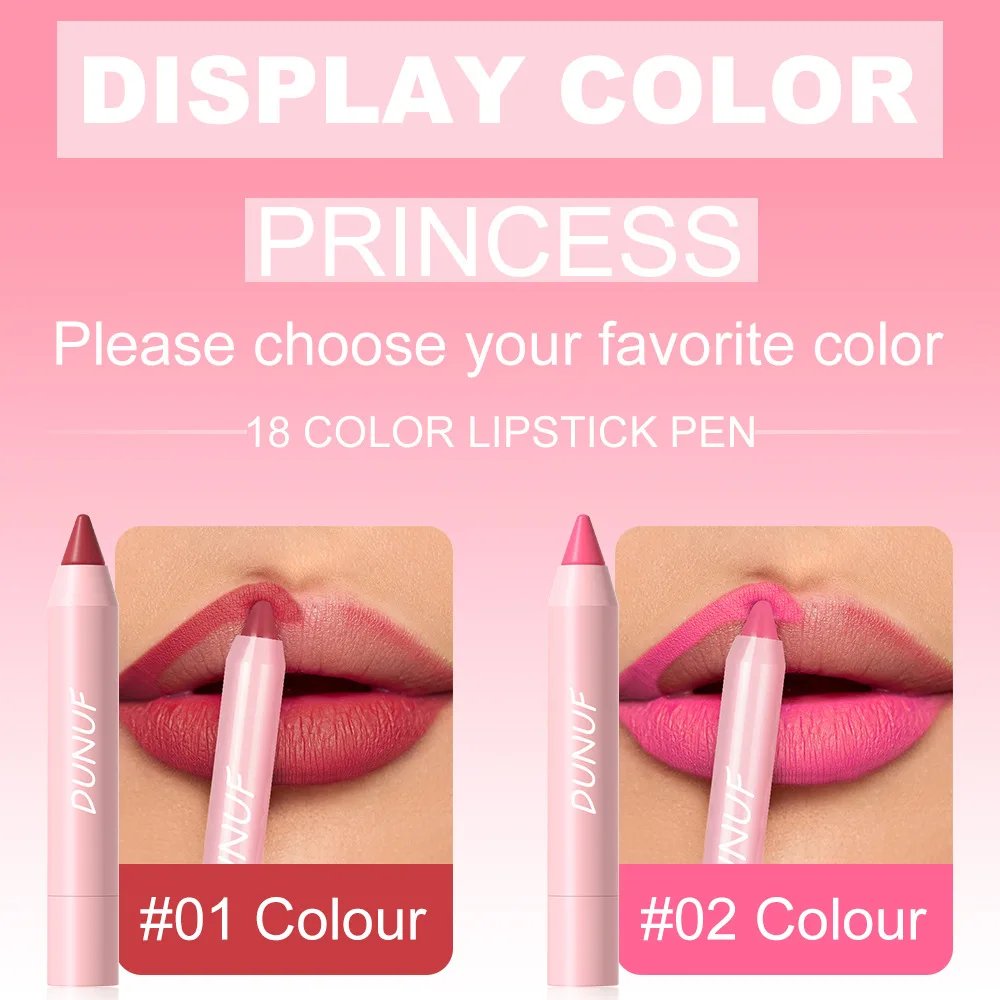 DUNUF Lipstick Pencil Waterproof Sexy Red Nude Purple Matte Tint Lipstick Lasting Lip liner Pen Longlasting Makeup Cosmetic DUNUF Lipstick Pencil Waterproof Sexy Red Nude Purple Matte Tint Lipstick Lasting Lip liner Pen Longlasting Makeup Cosmetic