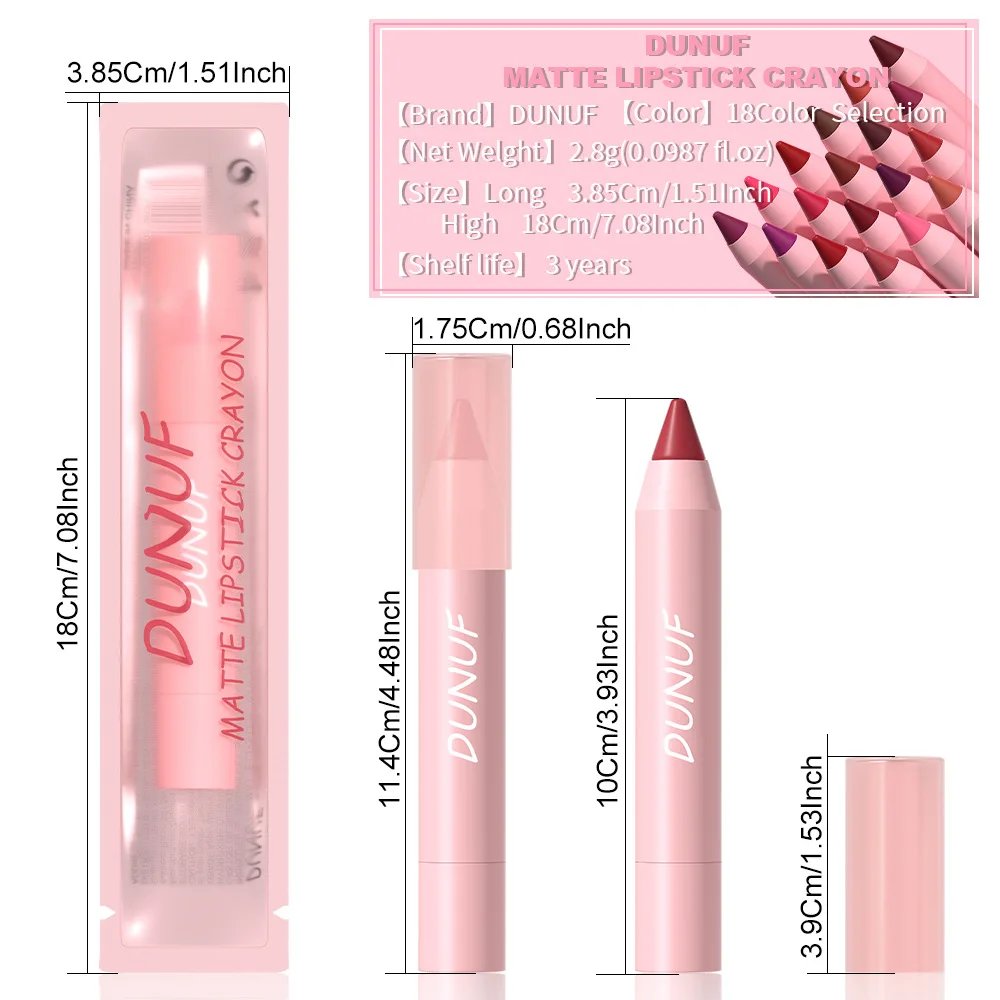 DUNUF Lipstick Pencil Waterproof Sexy Red Nude Purple Matte Tint Lipstick Lasting Lip liner Pen Longlasting Makeup Cosmetic DUNUF Lipstick Pencil Waterproof Sexy Red Nude Purple Matte Tint Lipstick Lasting Lip liner Pen Longlasting Makeup Cosmetic