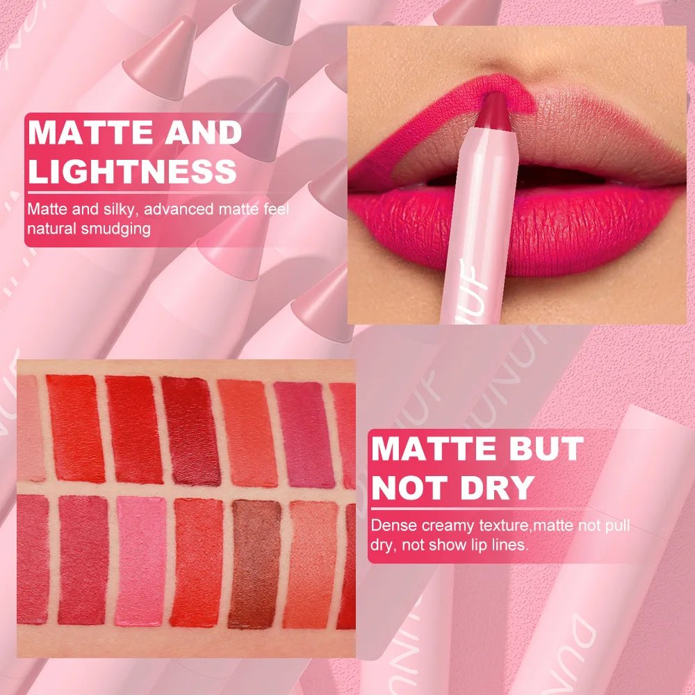 DUNUF Lipstick Pencil Waterproof Sexy Red Nude Purple Matte Tint Lipstick Lasting Lip liner Pen Longlasting Makeup Cosmetic DUNUF Lipstick Pencil Waterproof Sexy Red Nude Purple Matte Tint Lipstick Lasting Lip liner Pen Longlasting Makeup Cosmetic
