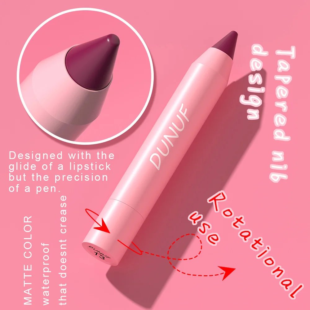 DUNUF Lipstick Pencil Waterproof Sexy Red Nude Purple Matte Tint Lipstick Lasting Lip liner Pen Longlasting Makeup Cosmetic DUNUF Lipstick Pencil Waterproof Sexy Red Nude Purple Matte Tint Lipstick Lasting Lip liner Pen Longlasting Makeup Cosmetic