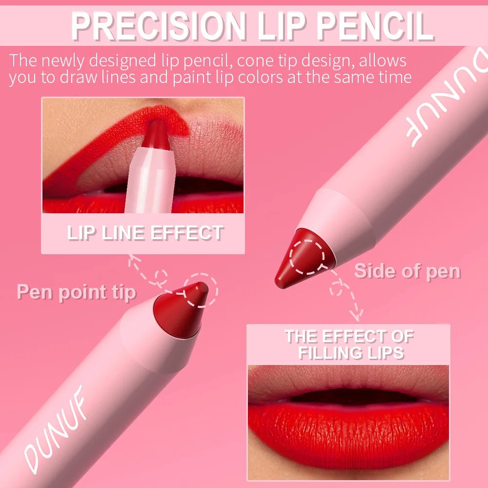 DUNUF Lipstick Pencil Waterproof Sexy Red Nude Purple Matte Tint Lipstick Lasting Lip liner Pen Longlasting Makeup Cosmetic DUNUF Lipstick Pencil Waterproof Sexy Red Nude Purple Matte Tint Lipstick Lasting Lip liner Pen Longlasting Makeup Cosmetic
