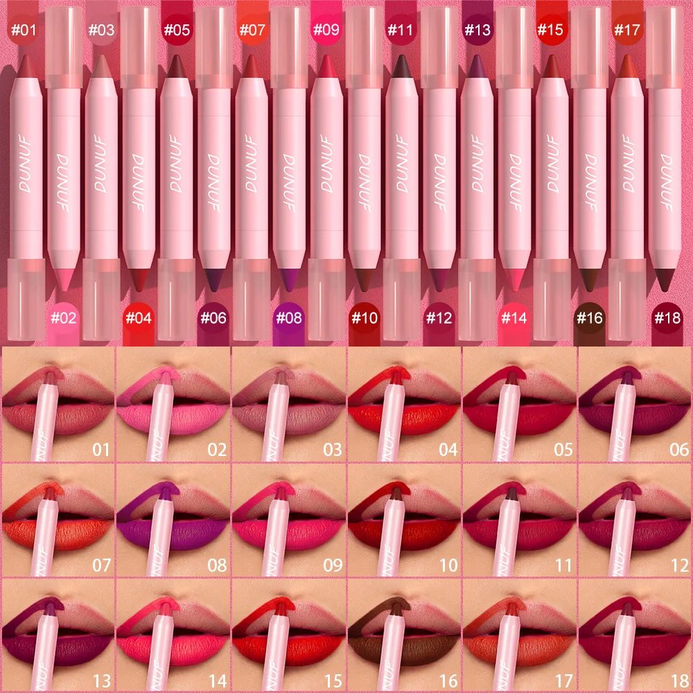 DUNUF Lipstick Pencil Waterproof Sexy Red Nude Purple Matte Tint Lipstick Lasting Lip liner Pen Longlasting Makeup Cosmetic DUNUF Lipstick Pencil Waterproof Sexy Red Nude Purple Matte Tint Lipstick Lasting Lip liner Pen Longlasting Makeup Cosmetic