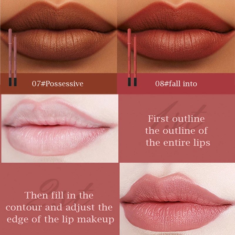 Waterproof Lip Liner Pencil Sexy Red Matte Contour Tint Lip Liner Long Lasting Non-stick Cup Nude Lipstick Lips Makeup Cosmetic