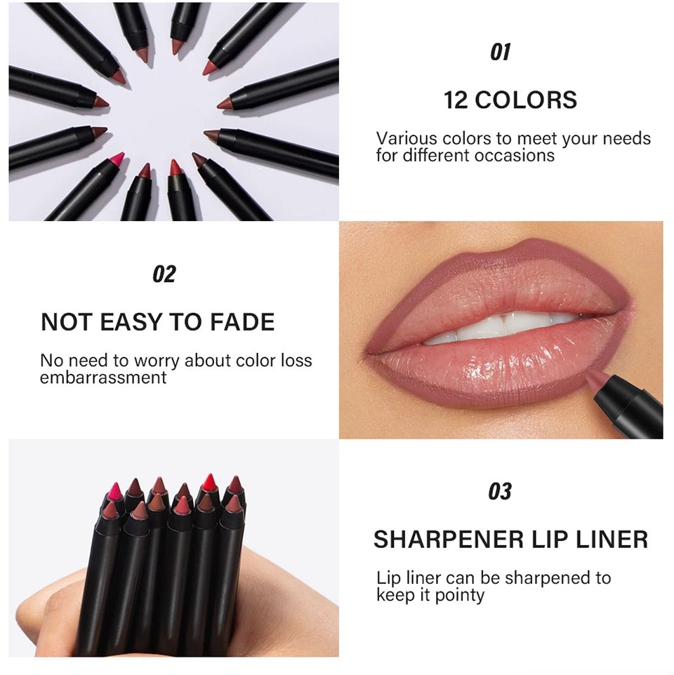 Lot Lip Pencils Set Pencil Lipstick Eyeliner Long Lasting Lip Liner Dark Brown Cosmetics Specific Lips Original Makeup Lipliner