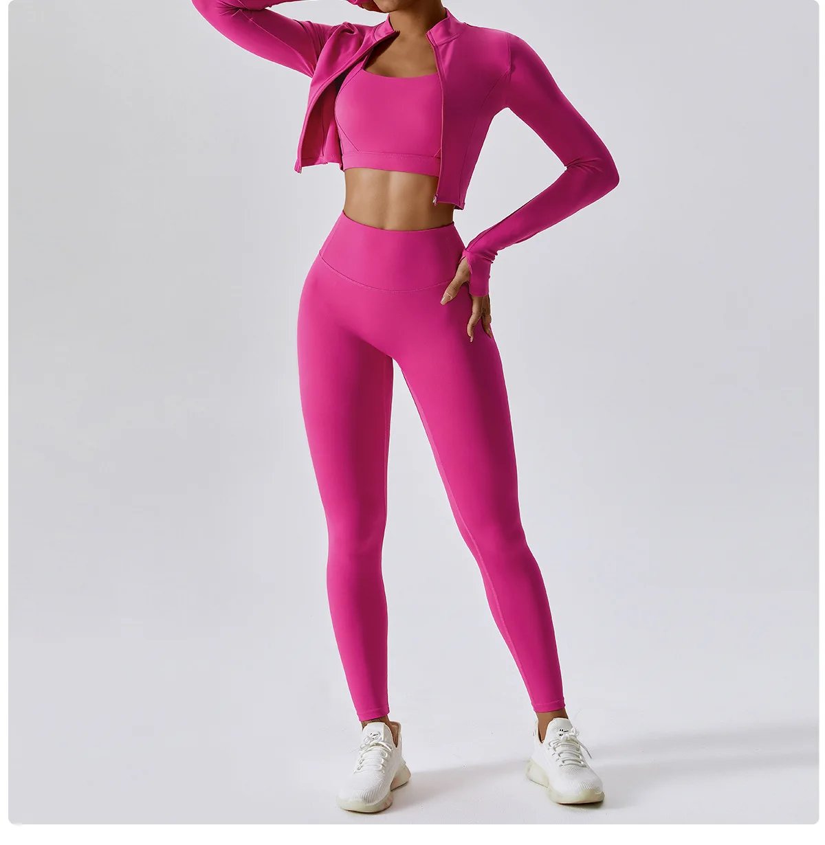 Yoga Set 3Pcs Sports Set Women Workout Suit Quick-Drying Yoga Clothes Gym Jackets Sportswear Female Running Jackets Set Women