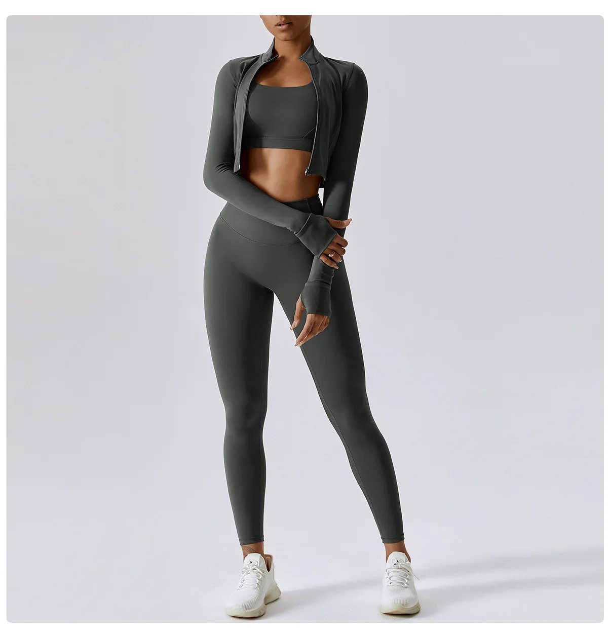Yoga Set 3Pcs Sports Set Women Workout Suit Quick-Drying Yoga Clothes Gym Jackets Sportswear Female Running Jackets Set Women