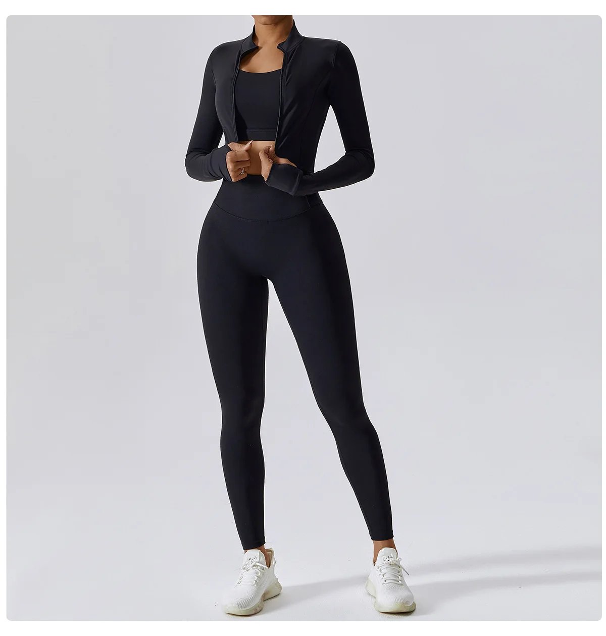 Yoga Set 3Pcs Sports Set Women Workout Suit Quick-Drying Yoga Clothes Gym Jackets Sportswear Female Running Jackets Set Women
