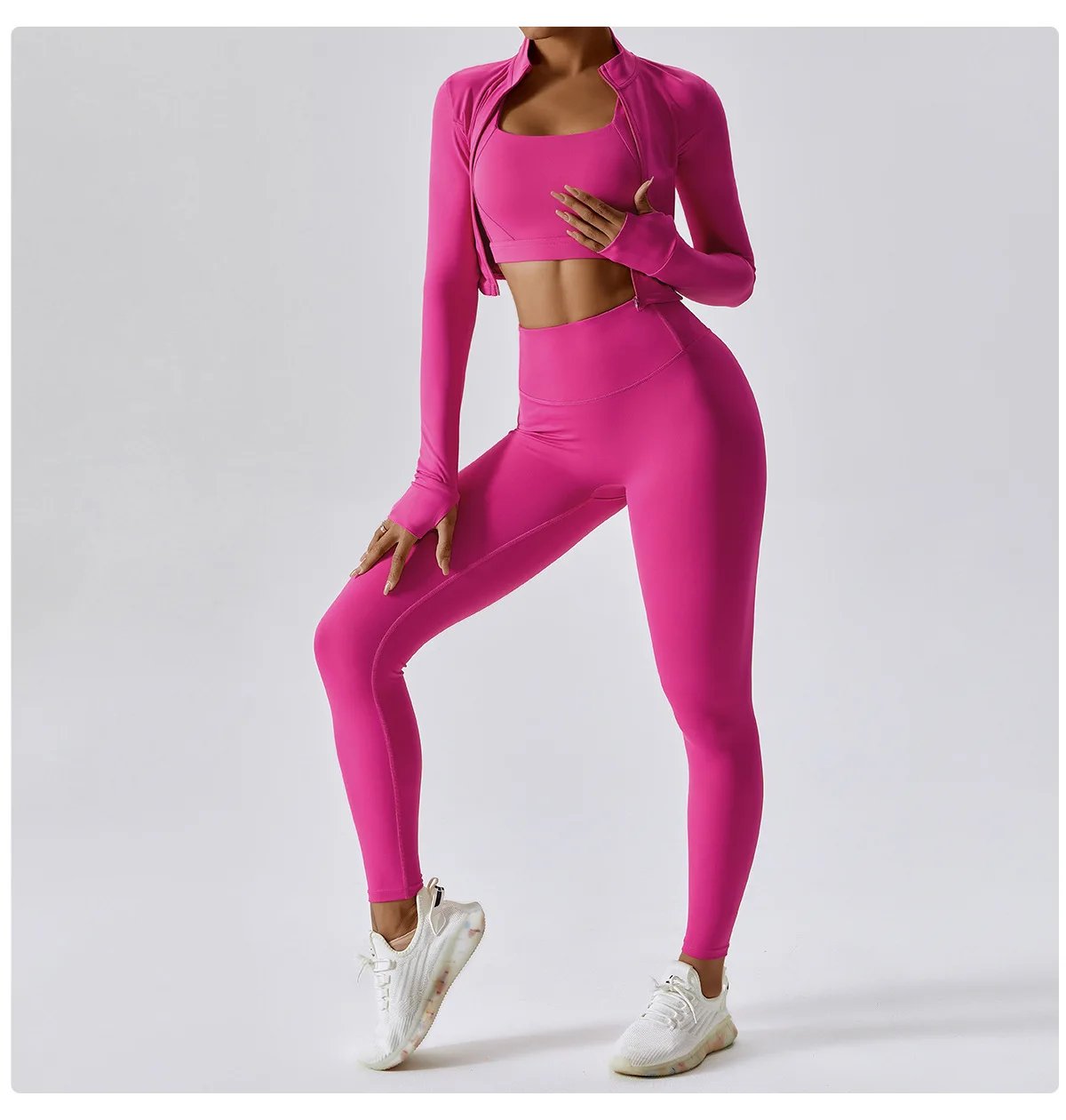 Yoga Set 3Pcs Sports Set Women Workout Suit Quick-Drying Yoga Clothes Gym Jackets Sportswear Female Running Jackets Set Women