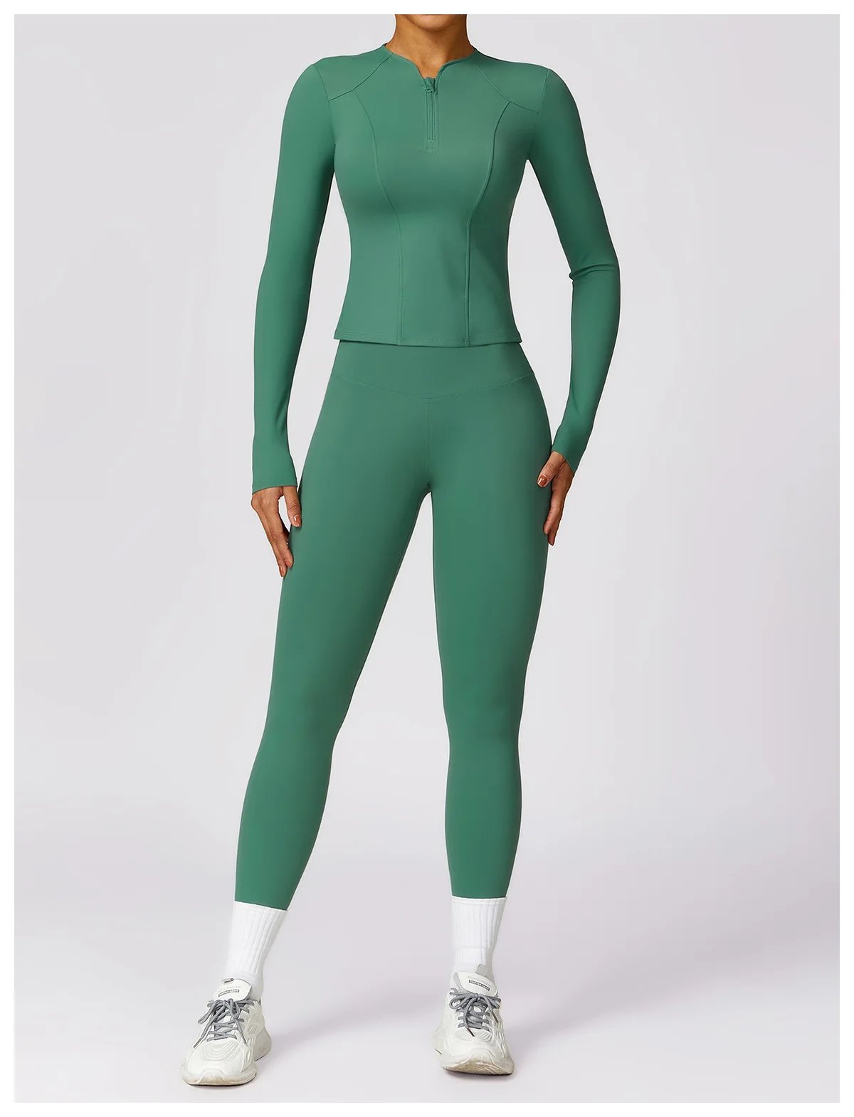 Yoga Set 2 Pieces Women Tracksuits Workout Sportswear Gym Clothing Fitness Long Sleeve Crop Top High Waist Leggings Sports Suits