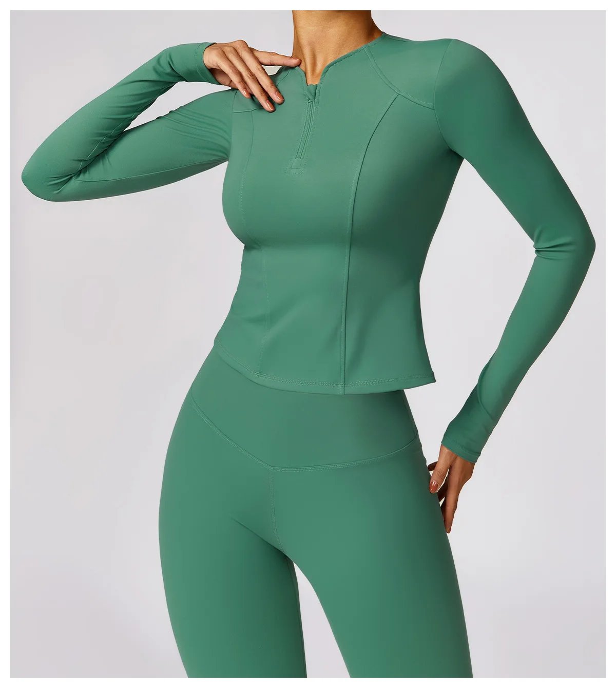 Yoga Set 2 Pieces Women Tracksuits Workout Sportswear Gym Clothing Fitness Long Sleeve Crop Top High Waist Leggings Sports Suits