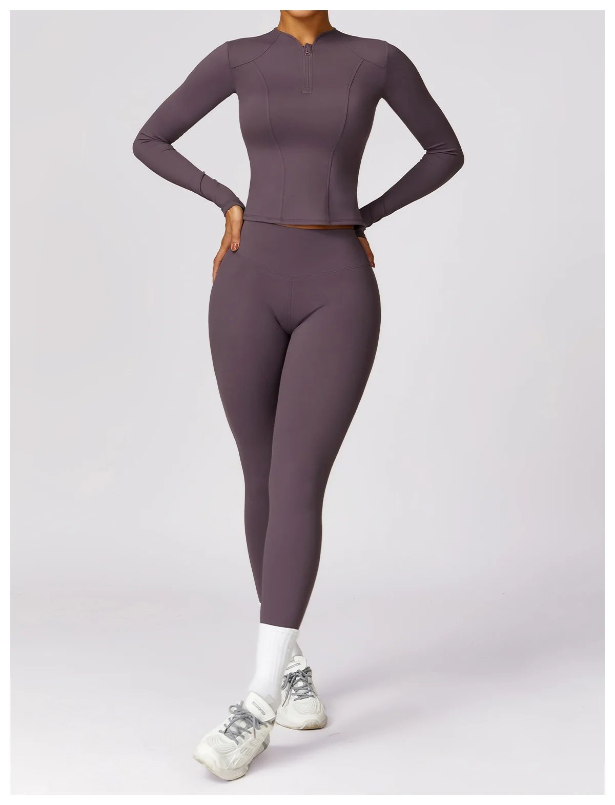 Yoga Set 2 Pieces Women Tracksuits Workout Sportswear Gym Clothing Fitness Long Sleeve Crop Top High Waist Leggings Sports Suits