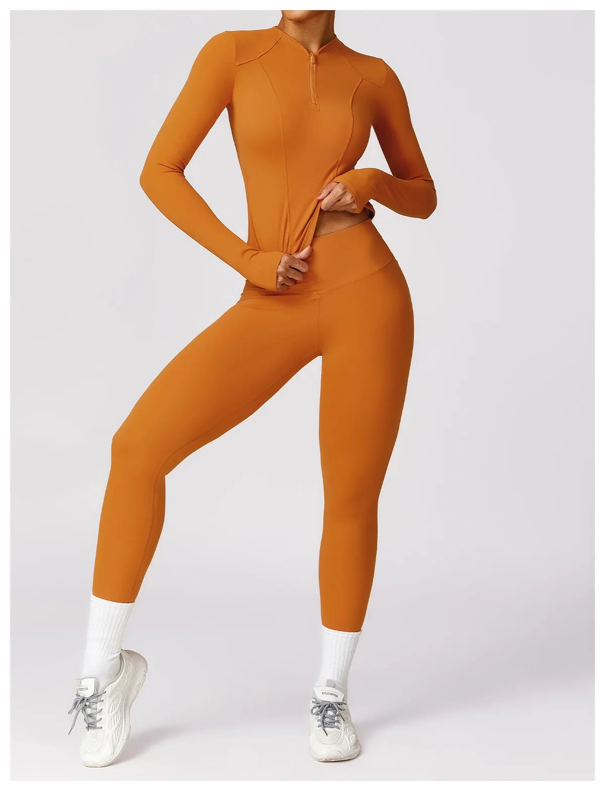 Yoga Set 2 Pieces Women Tracksuits Workout Sportswear Gym Clothing Fitness Long Sleeve Crop Top High Waist Leggings Sports Suits