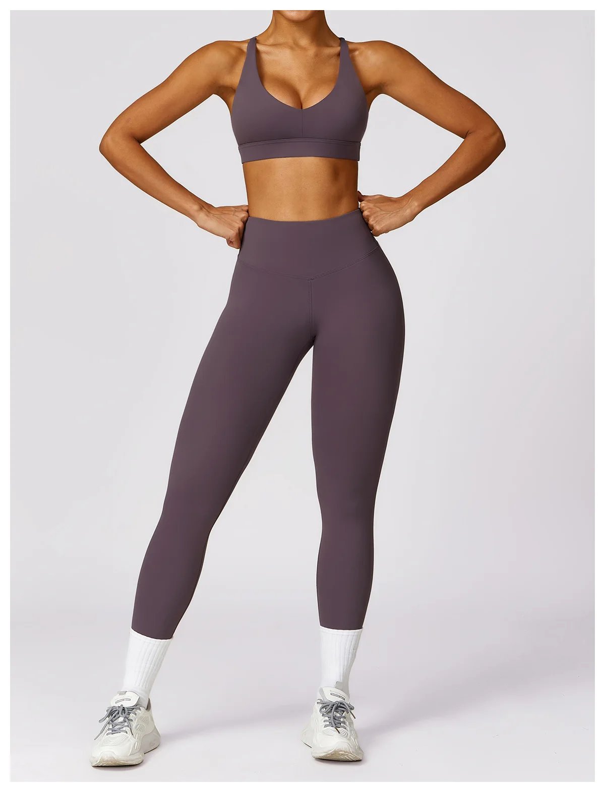 Yoga Set 2 Pieces Women Tracksuits Workout Sportswear Gym Clothing Fitness Long Sleeve Crop Top High Waist Leggings Sports Suits
