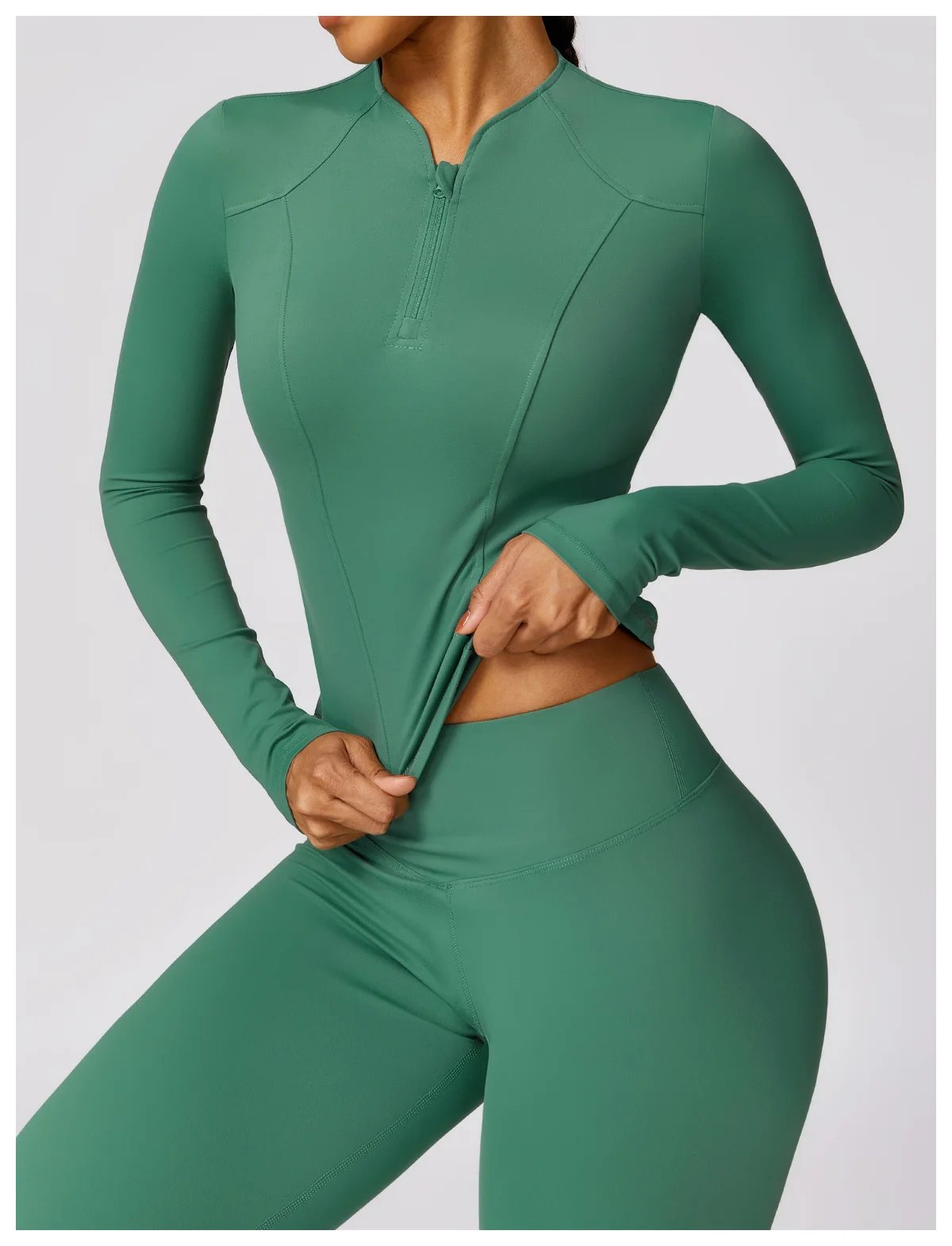 Yoga Set 2 Pieces Women Tracksuits Workout Sportswear Gym Clothing Fitness Long Sleeve Crop Top High Waist Leggings Sports Suits