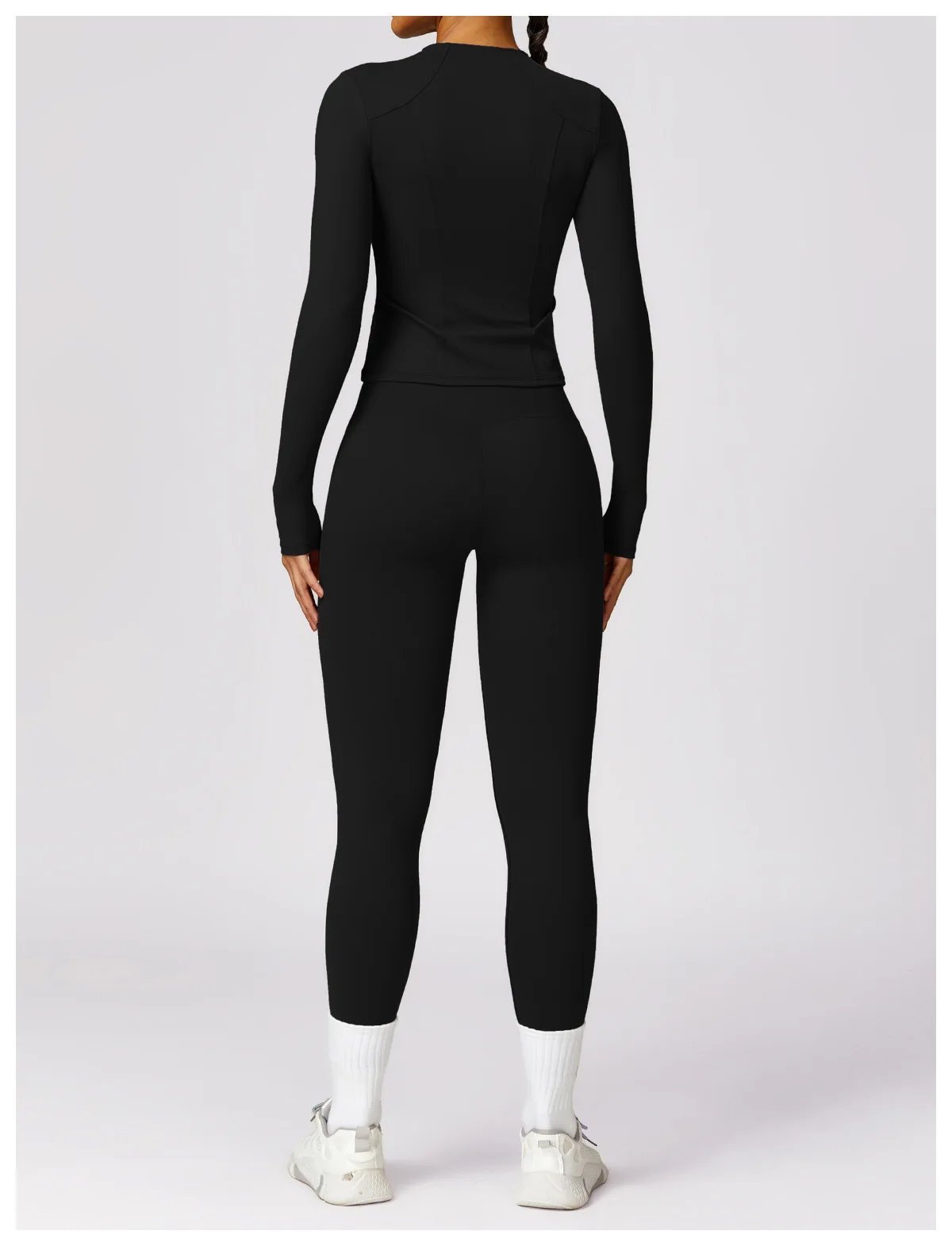Yoga Set 2 Pieces Women Tracksuits Workout Sportswear Gym Clothing Fitness Long Sleeve Crop Top High Waist Leggings Sports Suits