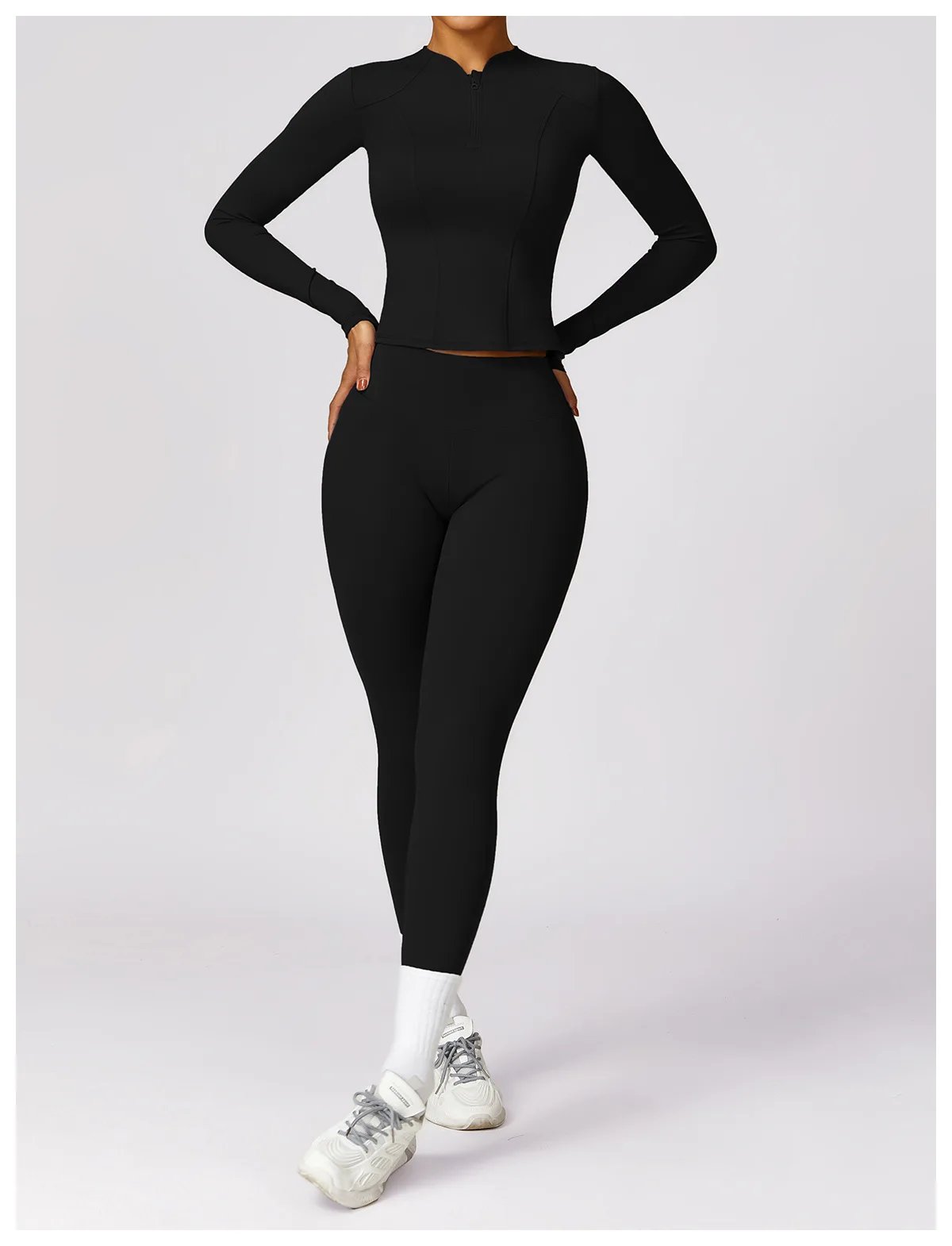 Yoga Set 2 Pieces Women Tracksuits Workout Sportswear Gym Clothing Fitness Long Sleeve Crop Top High Waist Leggings Sports Suits