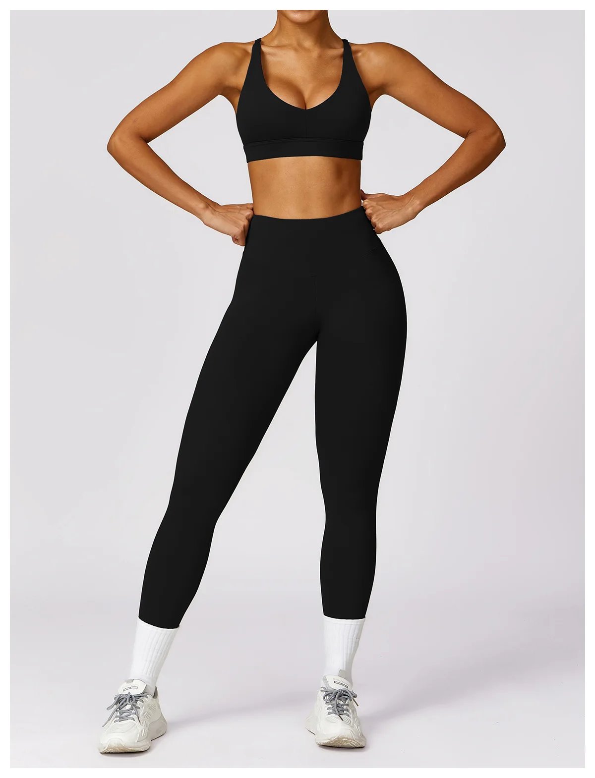 Yoga Set 2 Pieces Women Tracksuits Workout Sportswear Gym Clothing Fitness Long Sleeve Crop Top High Waist Leggings Sports Suits