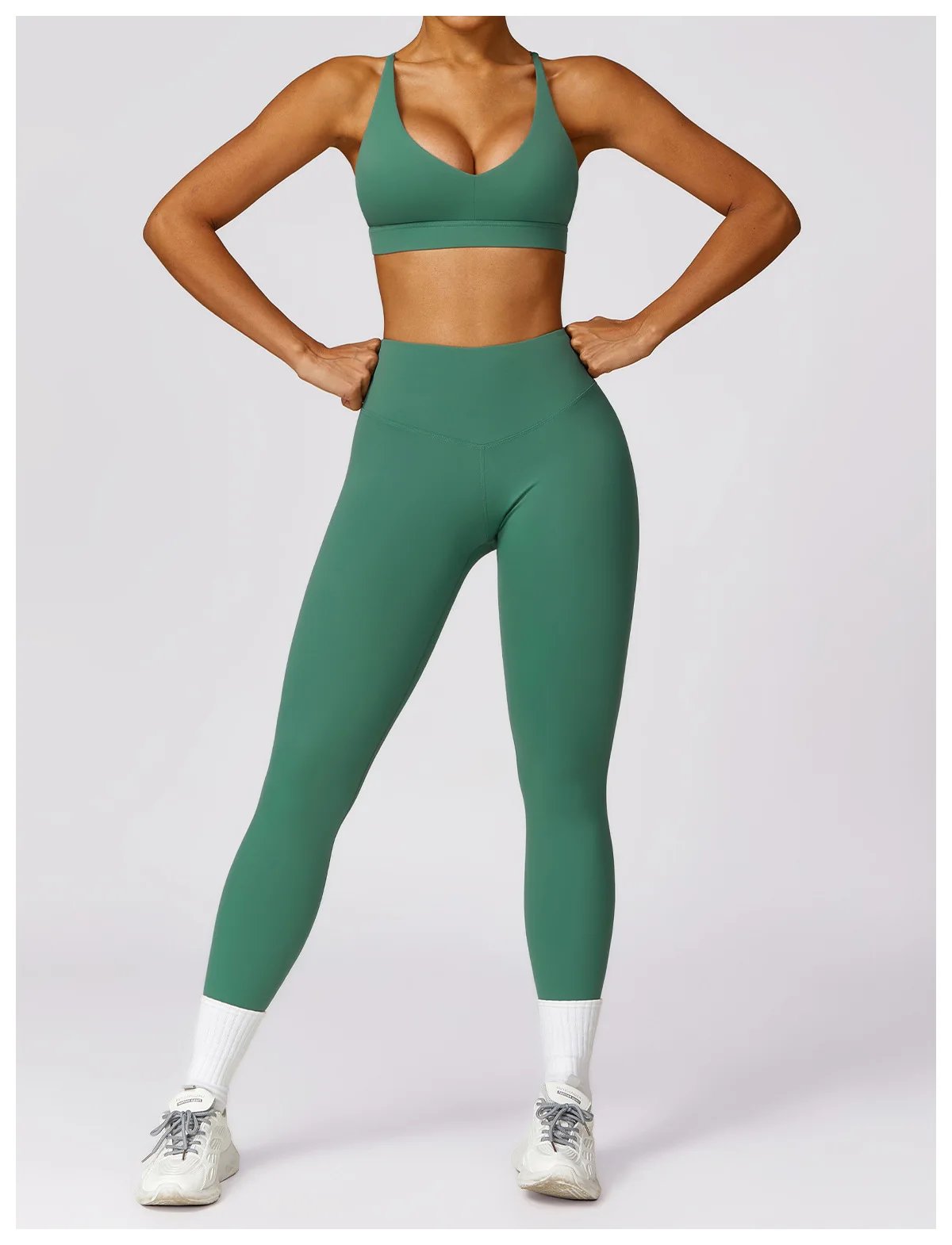 Yoga Set 2 Pieces Women Tracksuits Workout Sportswear Gym Clothing Fitness Long Sleeve Crop Top High Waist Leggings Sports Suits