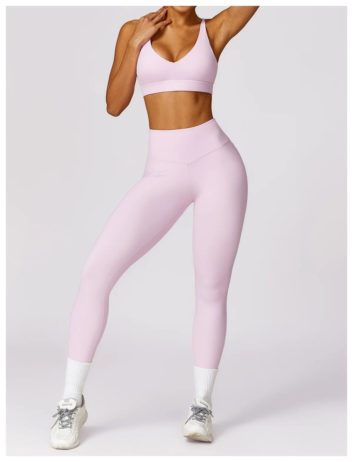 Yoga Set 2 Pieces Women Tracksuits Workout Sportswear Gym Clothing Fitness Long Sleeve Crop Top High Waist Leggings Sports Suits