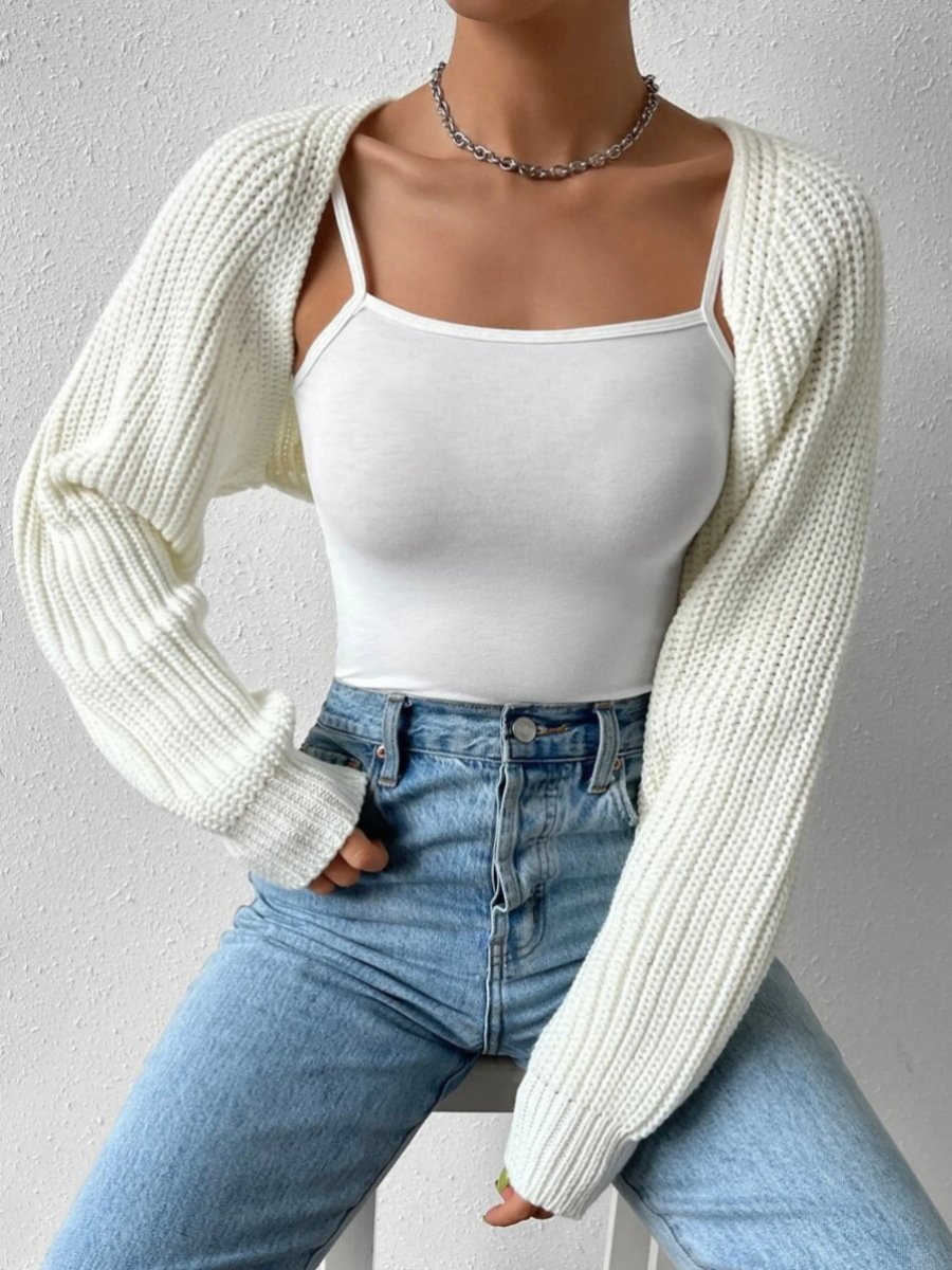 Women s Open Front Cropped Cardigan Long Sleeve Solid Color Ribbed Knit Shrug Sweater Bolero Tops Women s Open Front Cropped Cardigan Long Sleeve Solid Color Ribbed Knit Shrug Sweater Bolero Tops