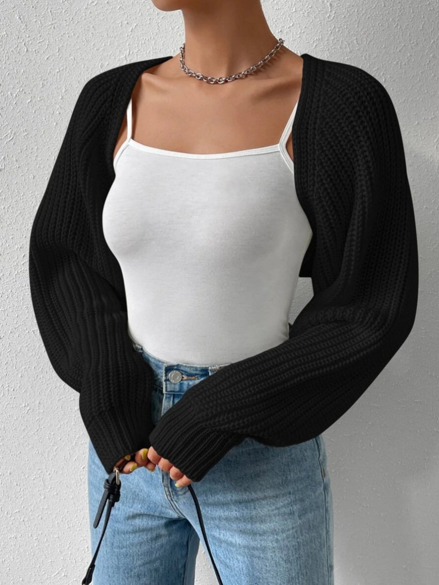 Women s Open Front Cropped Cardigan Long Sleeve Solid Color Ribbed Knit Shrug Sweater Bolero Tops Women s Open Front Cropped Cardigan Long Sleeve Solid Color Ribbed Knit Shrug Sweater Bolero Tops