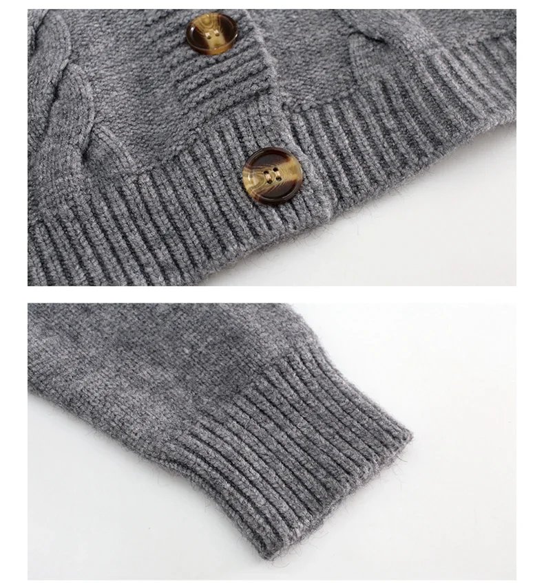 V Neck Cropped Cardigan Women Long Sleeve Twist Knitted Sweater Coats Autumn Winter Keep Warm Korean Fashion Jacket Cardigan
