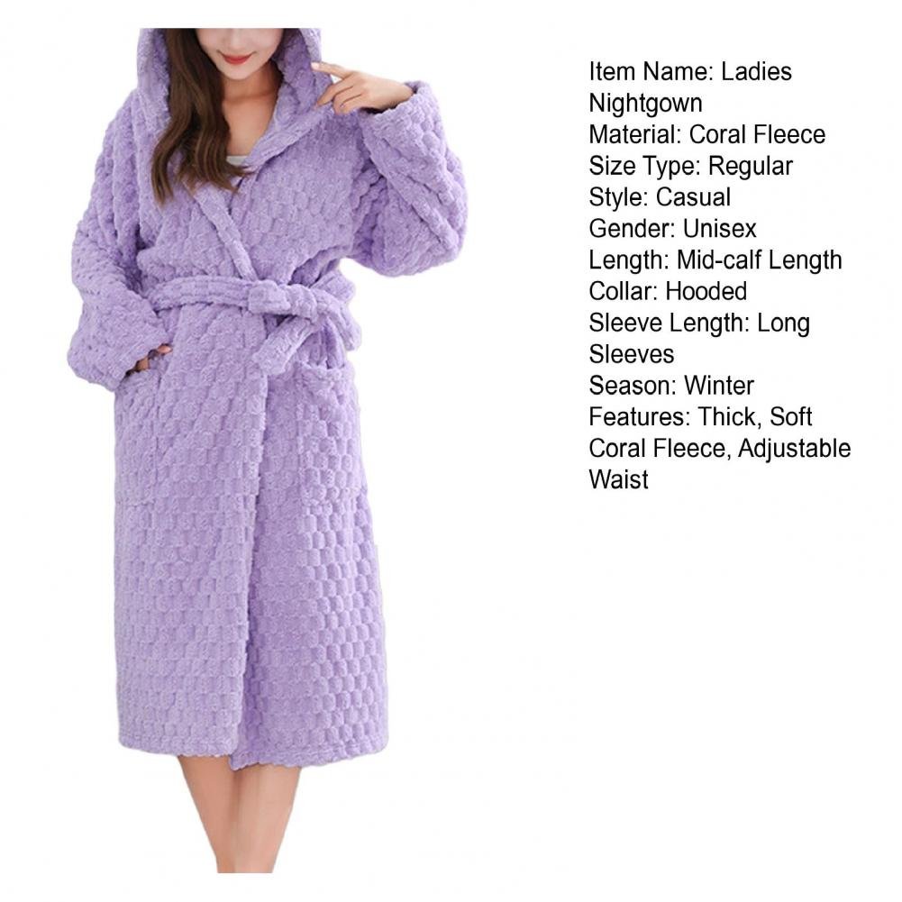 Thicken Fuzzy Robes Bathrobe Long Women Cute Ear Warm Hooded Robe Rabbit Flannel Kimono Bath Robe Dressing Gown Velvet Sleepwear