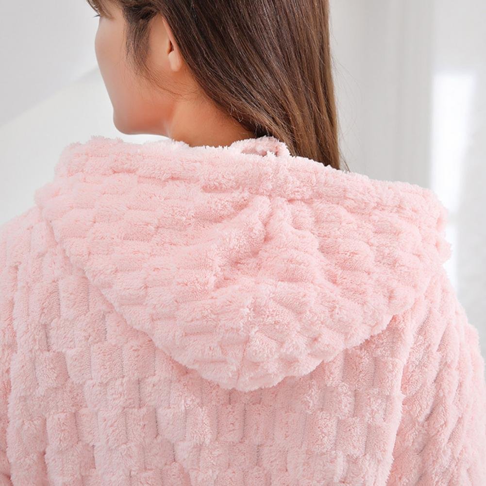 Thicken Fuzzy Robes Bathrobe Long Women Cute Ear Warm Hooded Robe Rabbit Flannel Kimono Bath Robe Dressing Gown Velvet Sleepwear