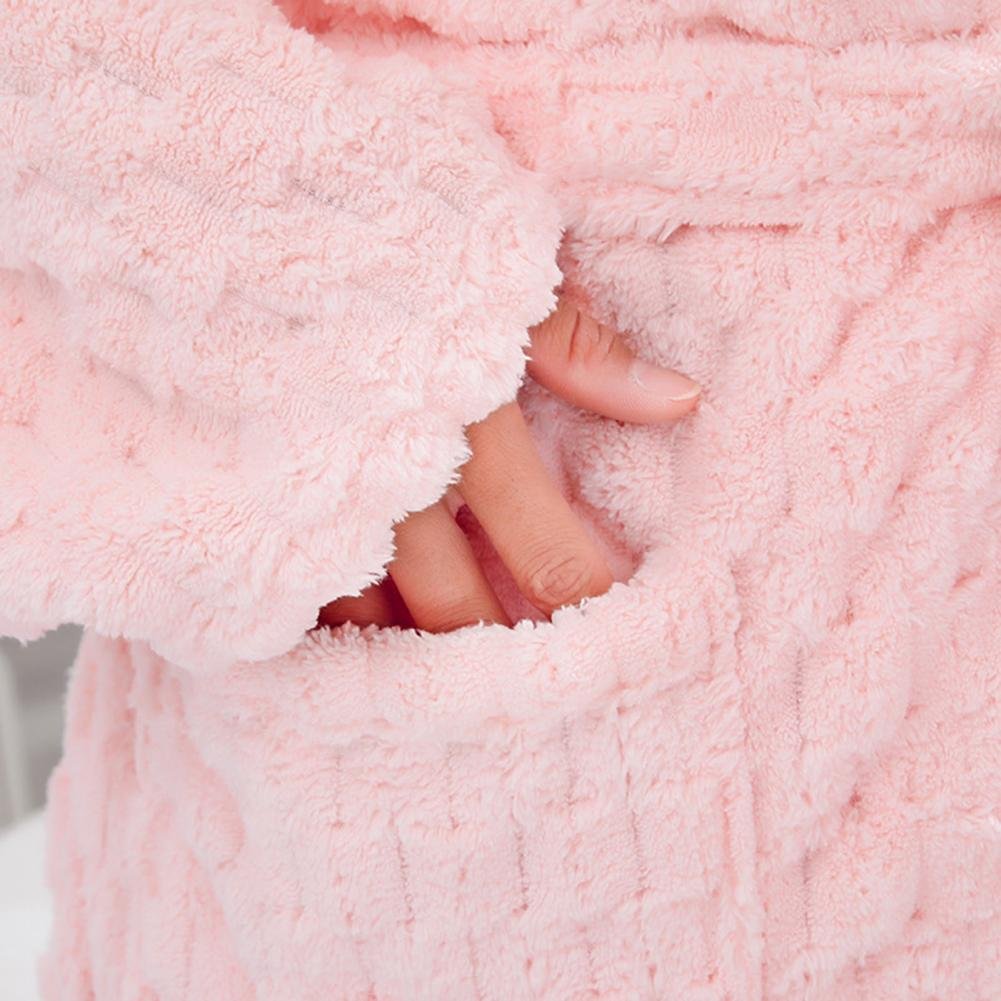 Thicken Fuzzy Robes Bathrobe Long Women Cute Ear Warm Hooded Robe Rabbit Flannel Kimono Bath Robe Dressing Gown Velvet Sleepwear