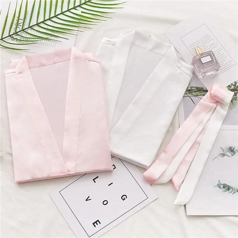 Women Silk Satin Short Night Robe Solid Kimono Robe Fashion Bath Robe Sexy Bathrobe Peignoir Femme Wedding Bride Bridesmaid Robe Women Silk Satin Short Night Robe Solid Kimono Robe Fashion Bath Robe Sexy Bathrobe Peignoir Femme Wedding Bride Bridesmaid Robe