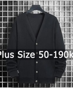 Plus Size Sweater Cardigan Men Knitted Tops 9XL 8XL 50-190kg Autumn Winter Solid Color Long Sleeve Sweaters Big Size Clothing