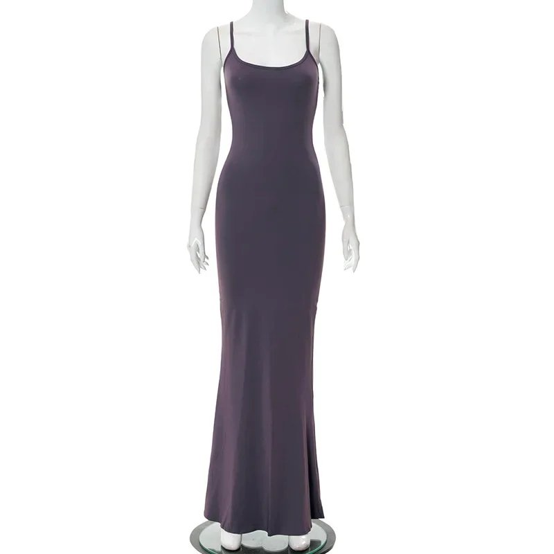 Y2K Sexy Maxi Dress for Women 2024 Autumn Backless Slim Party Dress Pullover Concise платье Female Long Bodycon Brown Vestidos Y2K Sexy Maxi Dress for Women 2024 Autumn Backless Slim Party Dress Pullover Concise платье Female Long Bodycon Brown Vestidos