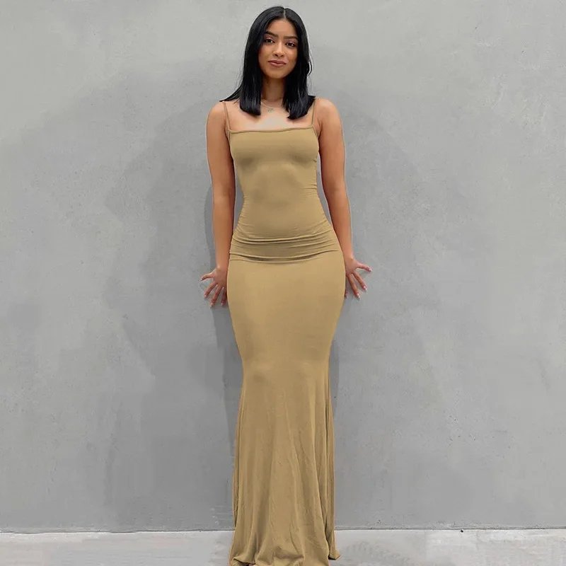 Y2K Sexy Maxi Dress for Women 2024 Autumn Backless Slim Party Dress Pullover Concise платье Female Long Bodycon Brown Vestidos Y2K Sexy Maxi Dress for Women 2024 Autumn Backless Slim Party Dress Pullover Concise платье Female Long Bodycon Brown Vestidos