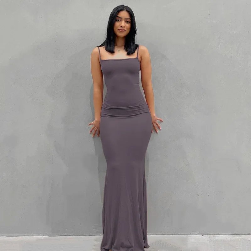 Y2K Sexy Maxi Dress for Women 2024 Autumn Backless Slim Party Dress Pullover Concise платье Female Long Bodycon Brown Vestidos Y2K Sexy Maxi Dress for Women 2024 Autumn Backless Slim Party Dress Pullover Concise платье Female Long Bodycon Brown Vestidos