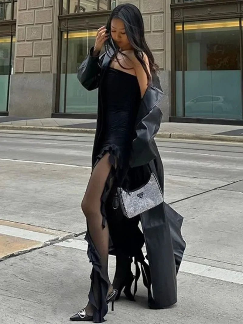 BWQ Long Dresses For Women Slit Sexy Bodycon Sleeveless Jellyfish Dress Hot Girls Fashion Off The Shoulders Maxi Dress Woman