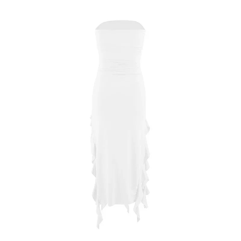 BWQ Long Dresses For Women Slit Sexy Bodycon Sleeveless Jellyfish Dress Hot Girls Fashion Off The Shoulders Maxi Dress Woman