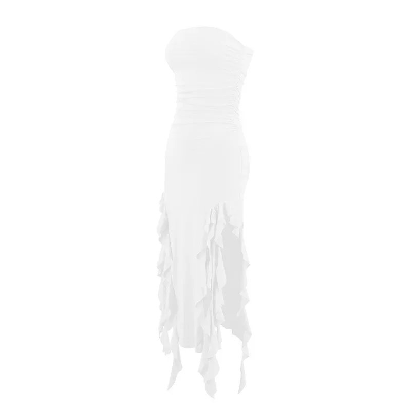 BWQ Long Dresses For Women Slit Sexy Bodycon Sleeveless Jellyfish Dress Hot Girls Fashion Off The Shoulders Maxi Dress Woman