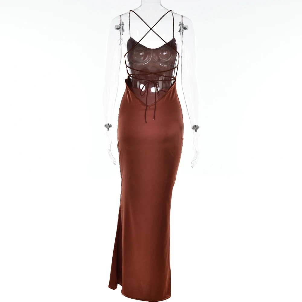 Articat Satin Backless Lace Up Mermaid Slip Dress Women Sweetheart Neck Sexy Slim Bodycon Dresses Elegant Silk Gown Partywear Articat Satin Backless Lace Up Mermaid Slip Dress Women Sweetheart Neck Sexy Slim Bodycon Dresses Elegant Silk Gown Partywear